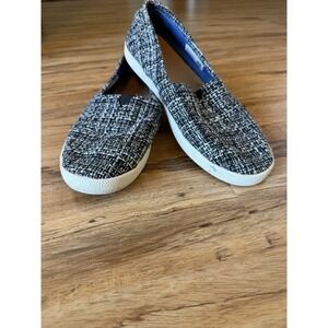TOMS Alpargata Black & White Tweed Slip-On Flats | Women's Size 8.5